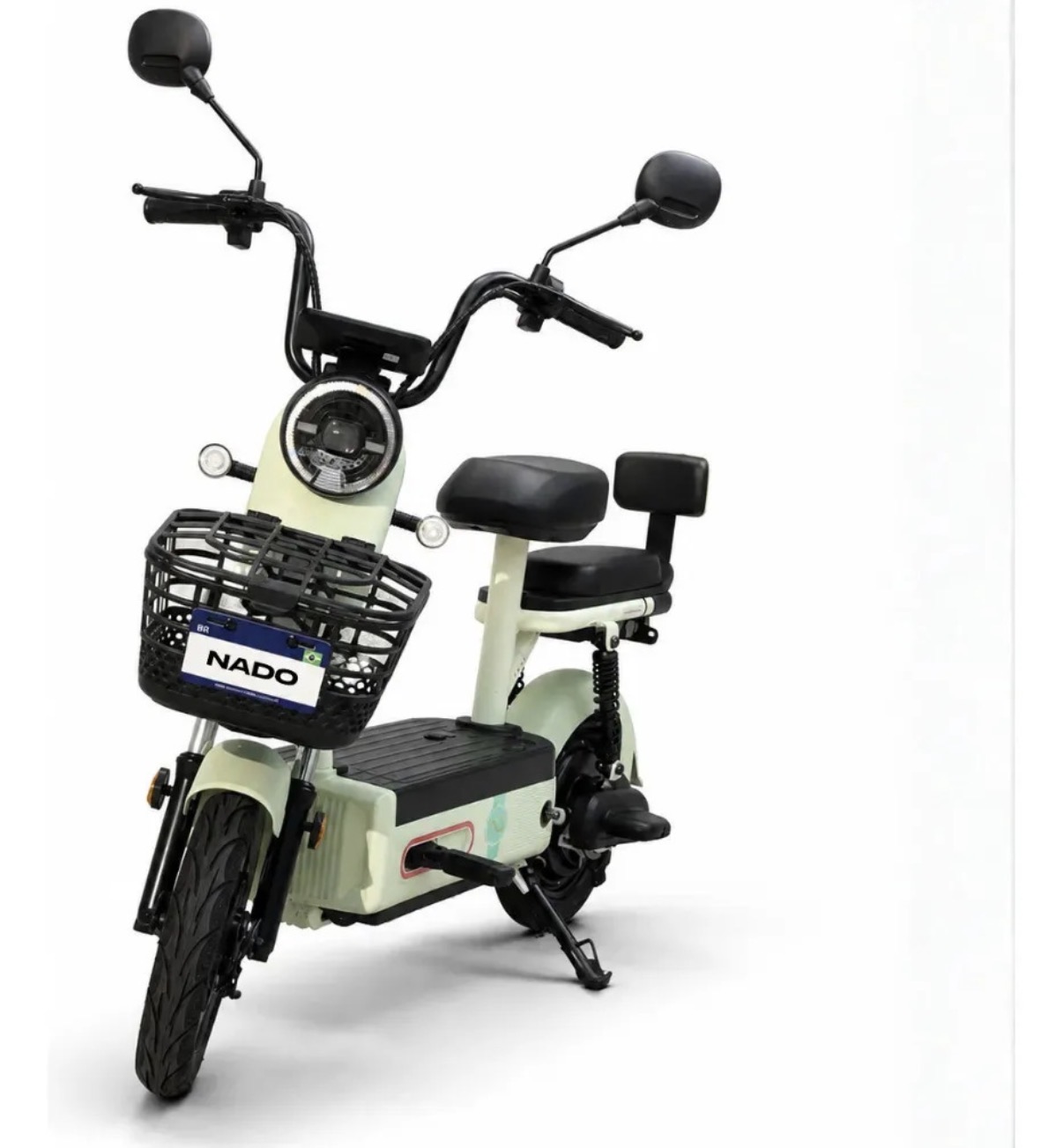 Bicicleta elétrica NADO C2 estilo scooter — branca
